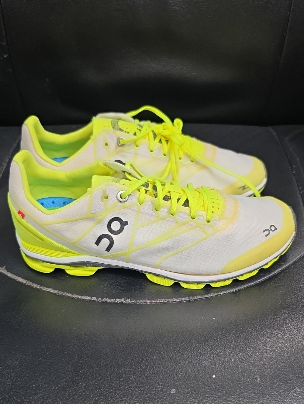 On Running Women's Cloudflow Racing Shoes - White & Neon Yellow